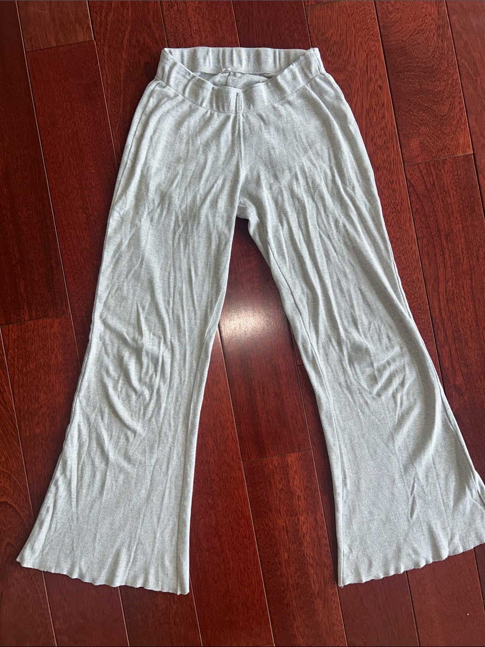 Light Gray Wide-Leg Cotton Pants